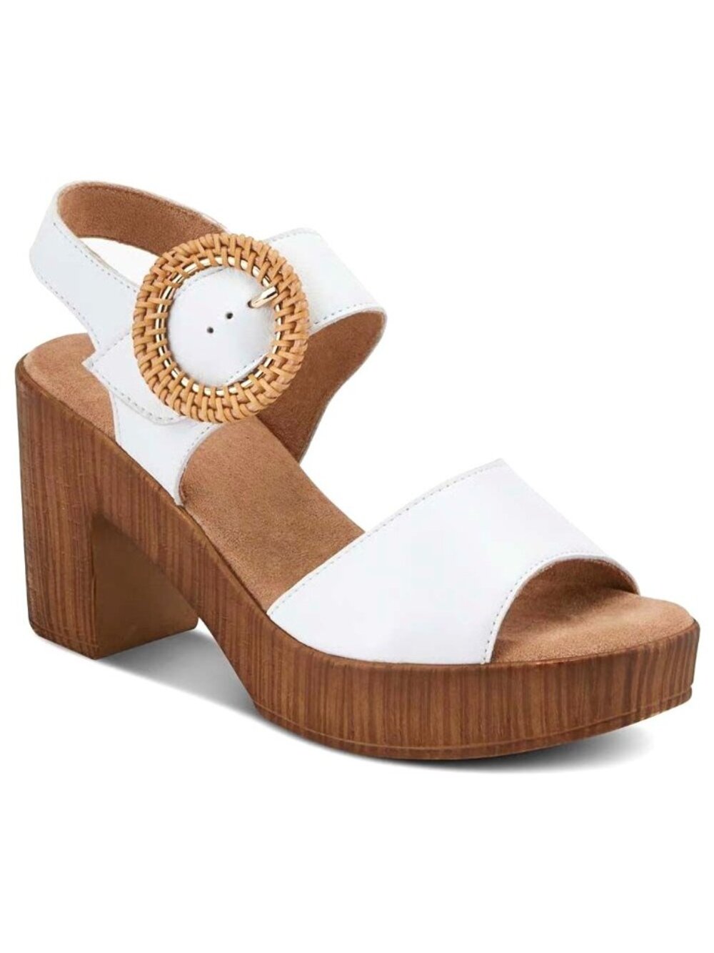 Spring Step Gamona Women's 10 White Leather Sandals Comfort Platform Heels